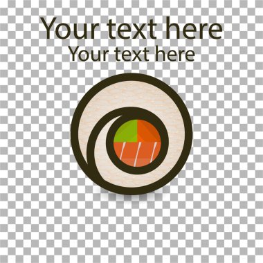 Suşi rulo solomon, havuç ve avokado ile Logo şeffaf arka plan üzerinde.