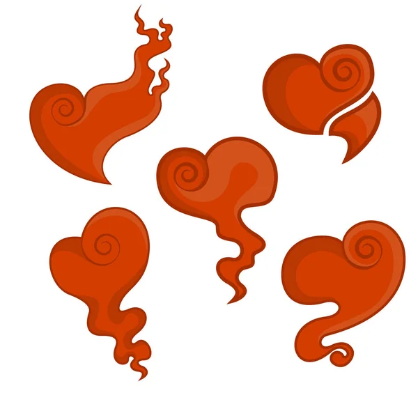 Diy Σετ Των Πέντε Διακοσμητικά Απομονωμένη Ρομαντικές Καρδιές Σγουρά Στυλ — Διανυσματικό Αρχείο