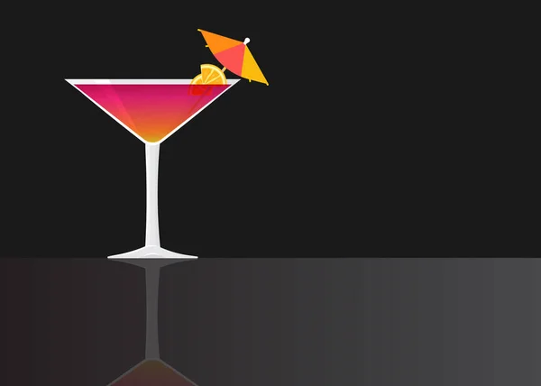 Manhattan Cocktail Auf Schwarzem Verspiegeltem Hintergrund Vektor Illustration Für Web — Stockvektor