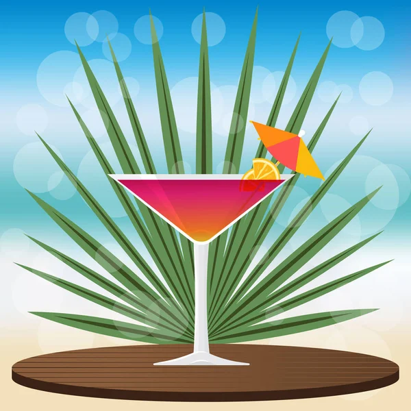 Manhattan bokeh vektör çizim için web ve baskı, davet ve menüler için bulanık zemin üzerine ahşap Klasik tepsisindeki kokteyl bar