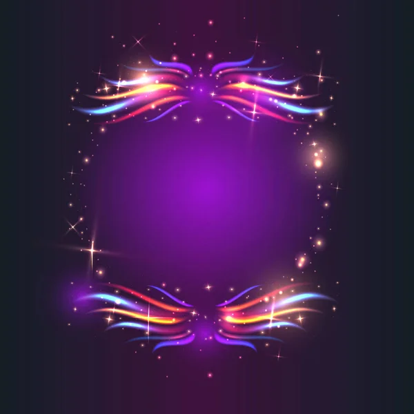 Коло Вогню Барвистим Полум Неоновими Вогнями Впливає Фіолетовий Фон Межею — стоковий вектор