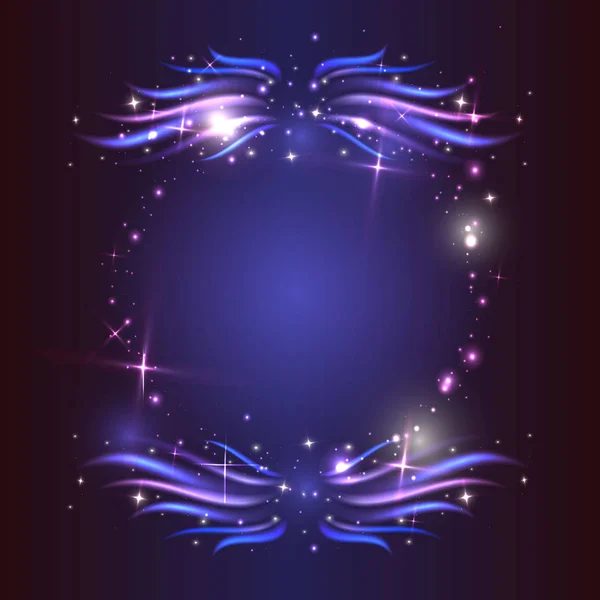 Коло Вогню Барвистим Полум Неоновими Вогнями Впливає Фіолетовий Фон Межею — стоковий вектор