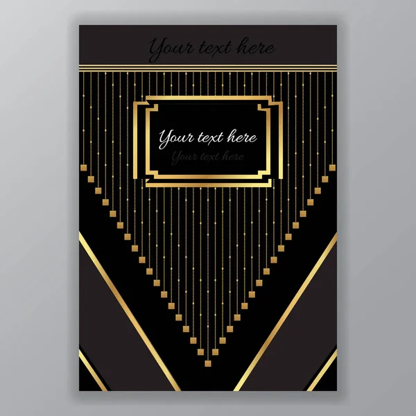 Plantilla Página Art Deco Estilo Gatsby Para Web Impresión Triángulo — Vector de stock