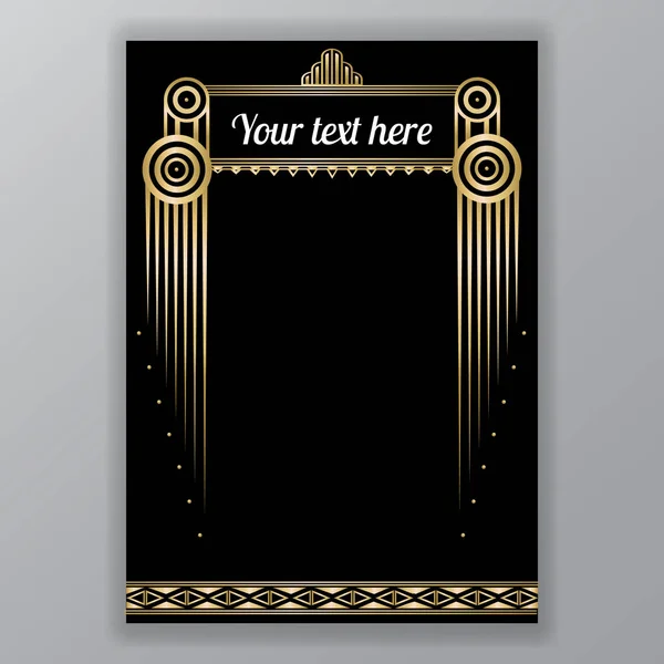 Art Deco Gouden Zwarte Paginasjabloon — Stockvector