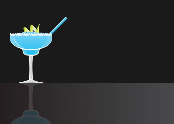 Margarita Blauer Curaçao Cocktail Auf Schwarzem Verspiegeltem Hintergrund Vektor Illustration — Stockvektor