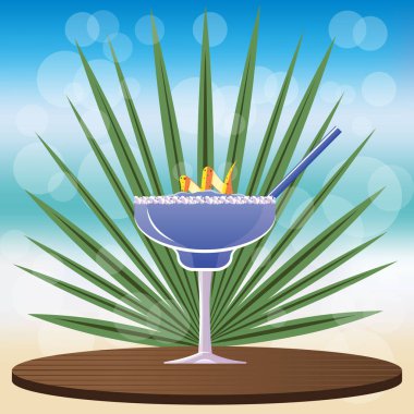 Taze böğürtlen ürün, yerleştirmek için Margarita klasik ahşap tepsi üzerinde kokteyl bokeh vektör çizim için web ve baskı, daveti ile arka plan bulanık 