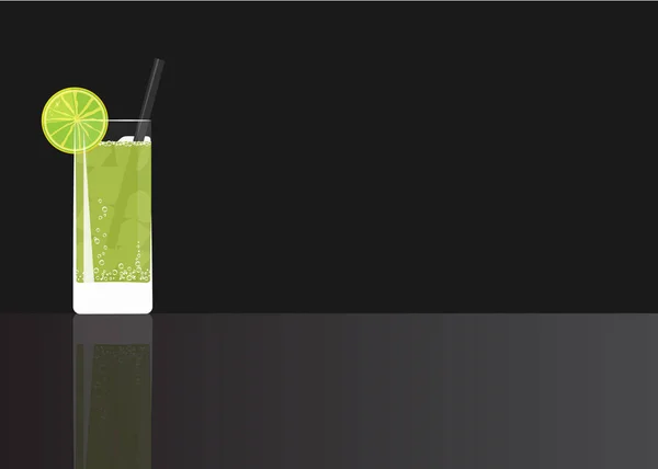 Limonada Verde Sobre Fondo Negro Espejado Ilustración Vectorial Para Web — Vector de stock