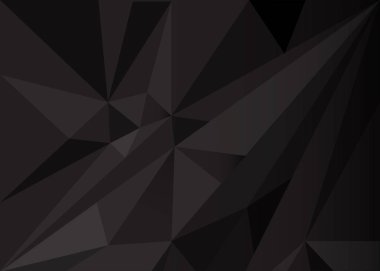 Düşük poli siyah koyu gri arka plan, çokgen şekiller üçgenler mozaik, web ve baskı, karanlık kristalleri zemin için arka plan