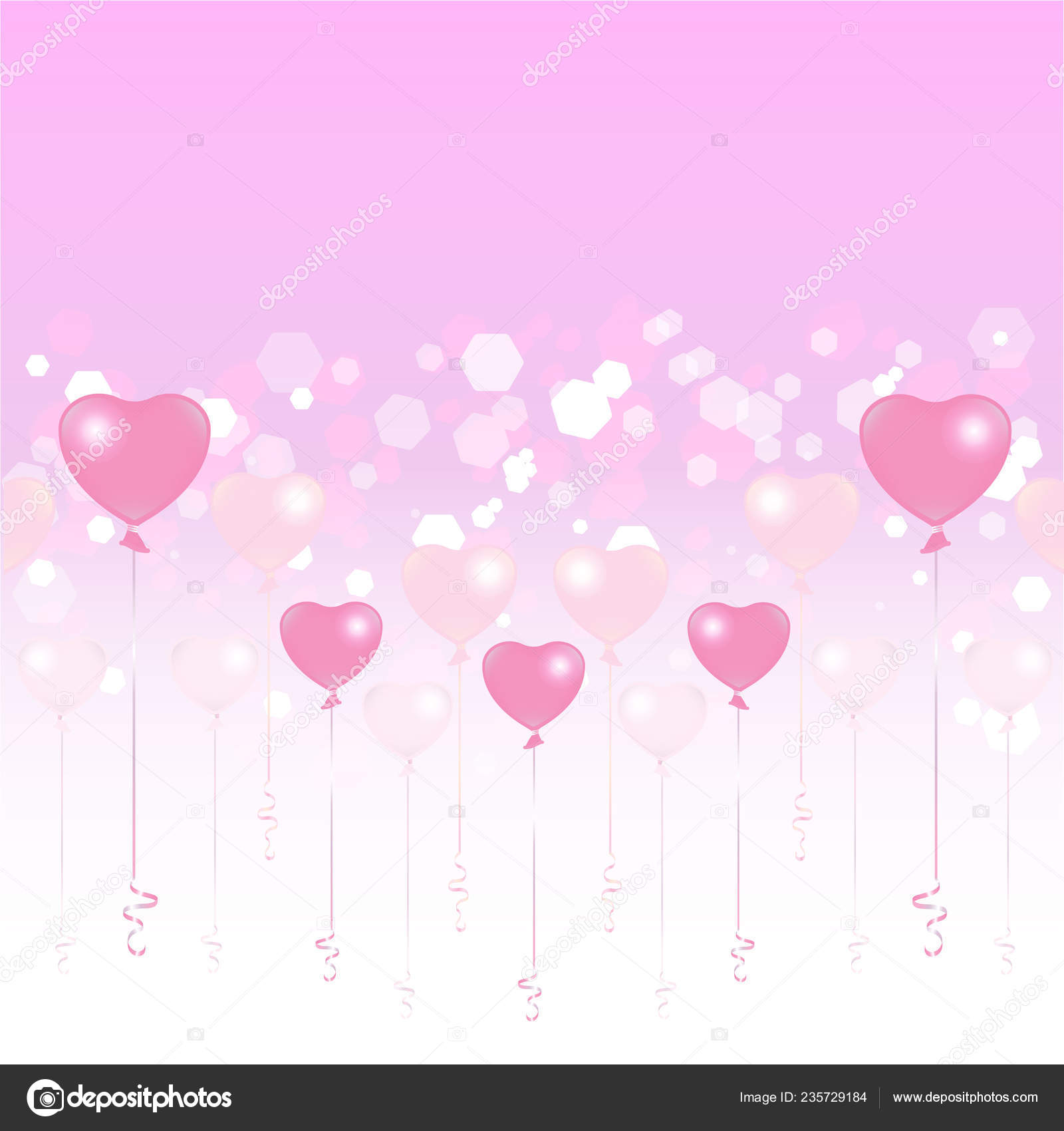 Valentines Day Light Pink Pink Balloons Light Pink Background Cute