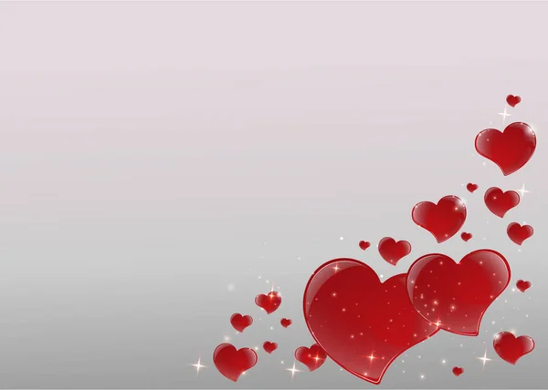 Открытка День Святого Валентина Зеркальным Блестящим Красным Сердечком Рамка Трехмерным — стоковый вектор