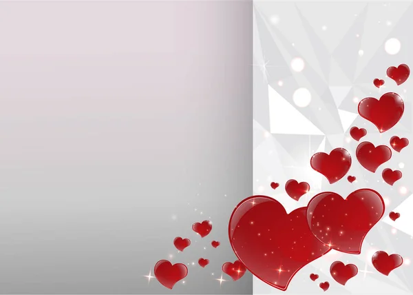 Heldere Valentines Day Card Met Gespiegelde Rood Hart Veelhoekige Geometrische — Stockvector