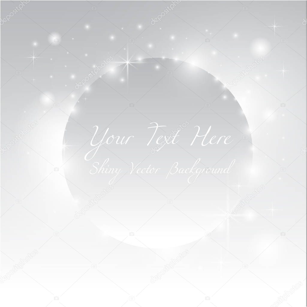 Shiny silver-white round vector background with sparkles and 3d effect for web and print decoration.
