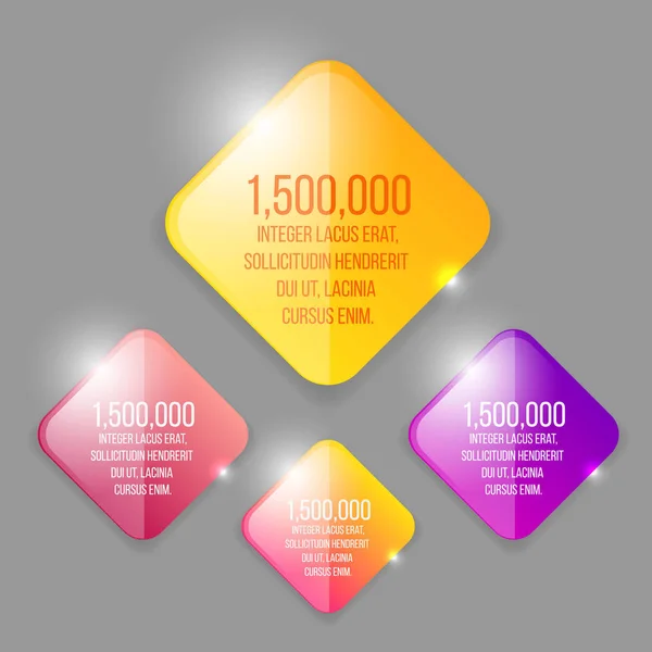 玻璃透明矢量菱形设置在黄色 紫色和粉红色与彩色标签模板的网页和印刷装饰 销售标志或折扣海报创意设计 — 图库矢量图片