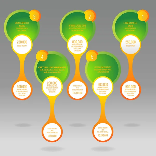 Скляні Векторні Раунди Інформаційно Графічний Жовтим Зеленим Шаблоном Етикетки Прикраси — стоковий вектор