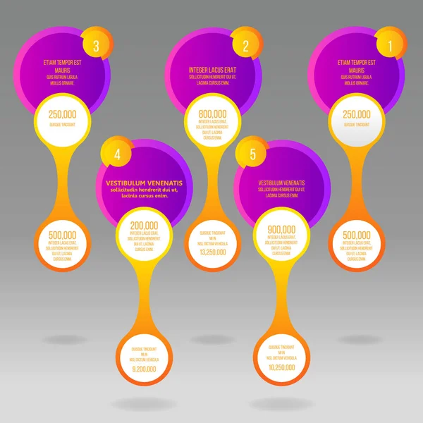 Скляні Векторні Раунди Інформаційно Графічний Жовтим Фіолетовим Шаблоном Етикетки Прикраси — стоковий вектор