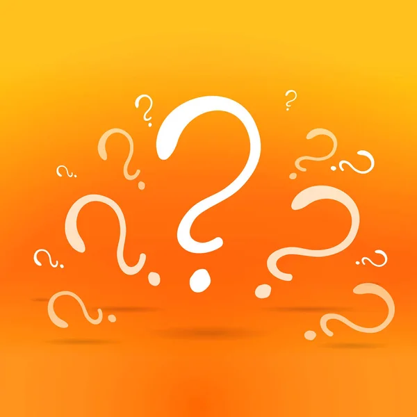 Signe Question Dessin Vectoriel Sur Fond Jaune Orange Faq Illustration — Image vectorielle