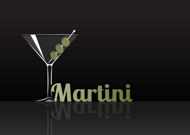 Resmi kokteyl simgesi, unutulmaz SEK Martini çizgi film gösterim amacıyla bar veya restorasyon yansıtılmış yüzeyi zarif stil menüde alkol.