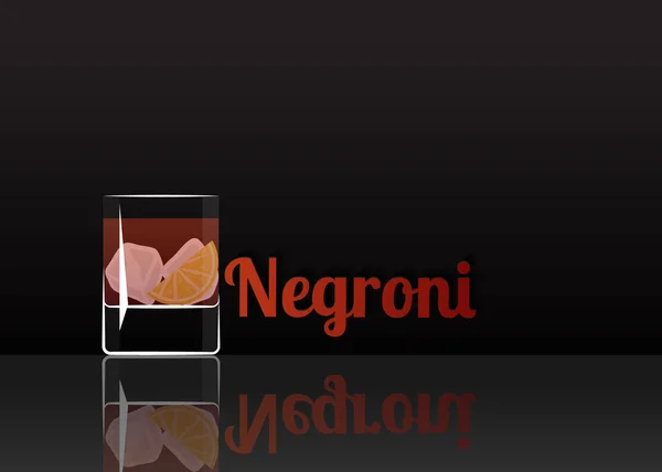 Officiella Cocktail Ikonen Den Oförglömliga Negroni Tecknad Illustration För Bar — Stock vektor