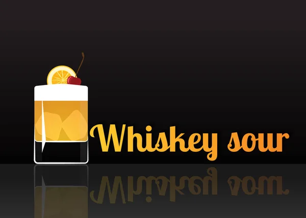 Official Cocktail Icon Unforgettable Whiskey Sour Cartoon Illustration Bar Restoration — Stock Vector