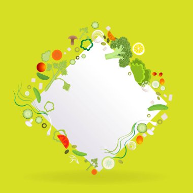 Sebze rhombus çerçeve beyaz kağıt etiketle