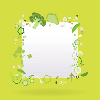 Etiket kağıdı ile sebze kare çerçeve