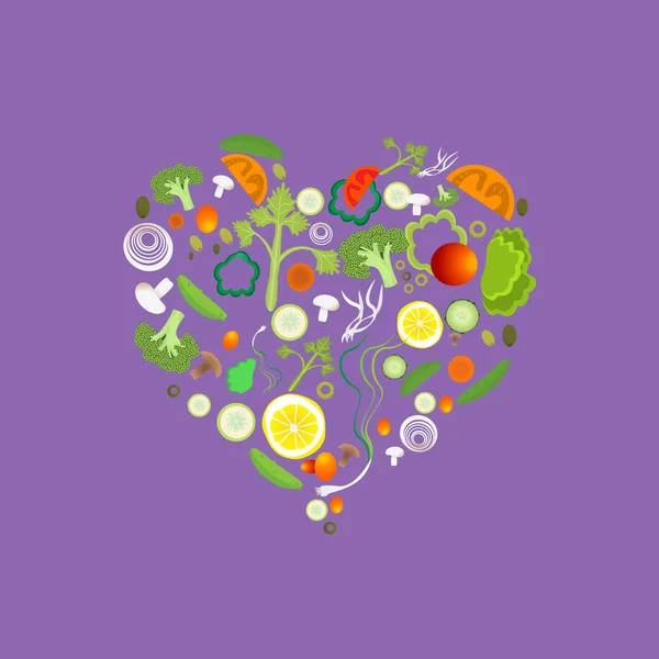 Сердце из овощей — стоковый вектор