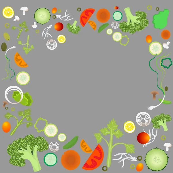 用于网和打印的蔬菜图案框架 — 图库矢量图片