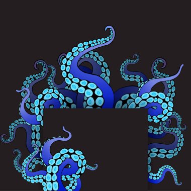 Ahtapot çerçeve tasarımı, yaratıcı okyanus doodle