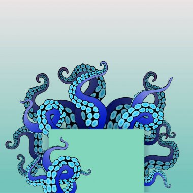 Ahtapot çerçeve tasarımı, yaratıcı okyanus doodle
