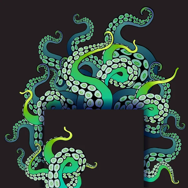 Octopus frame design, creative ocean doodle — Stock Vector