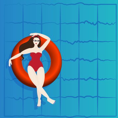 Havuz partisi, genç kişilerle su üzerinde yüzen kauçuk halka.