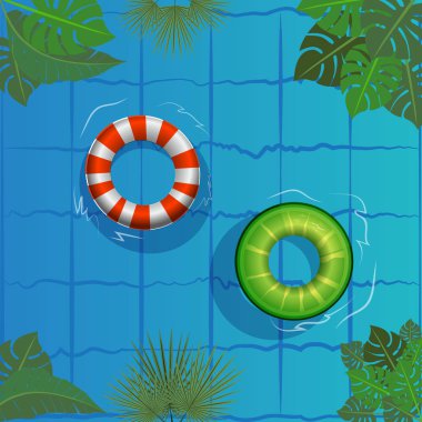 Havuz partisi, su üzerinde yüzen kauçuk halka . Yaz aylarında rahatlatıcı 