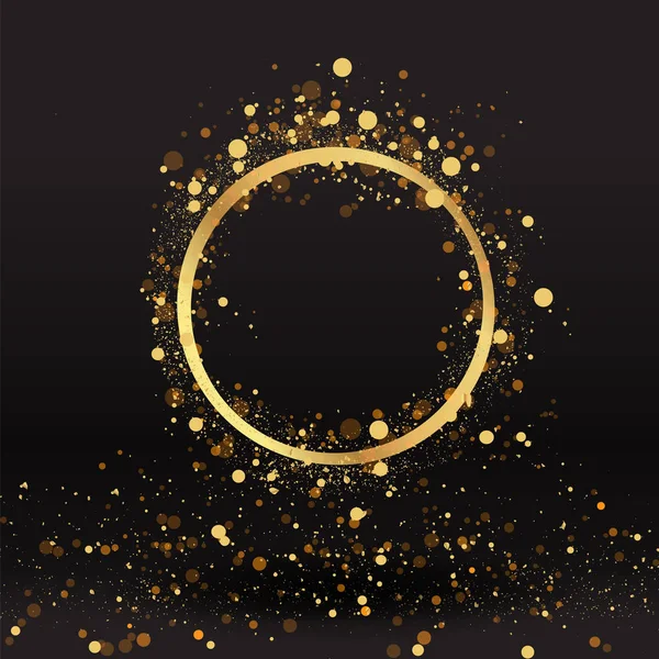 Luxury golden sparkle background, glitter border, circle frame B