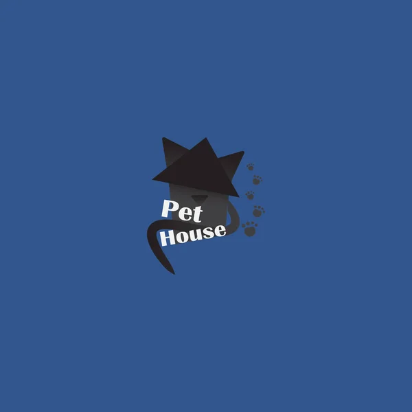 Logotipo tienda de mascotas, logo creativo para gatos tienda, con gato negro . — Vector de stock