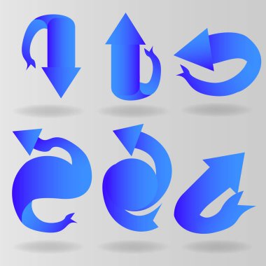 Şerit oklar seti, web için altı arayüz dekorasyon elemanları bir