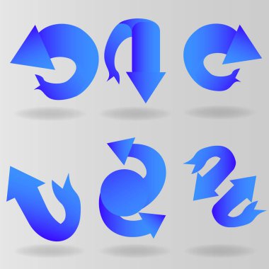 Şerit oklar seti, web için altı arayüz dekorasyon elemanları bir