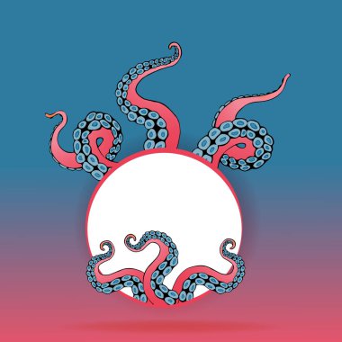 Ahtapot renkli dokunaçları ile Fütüristik sayfa şablonu 