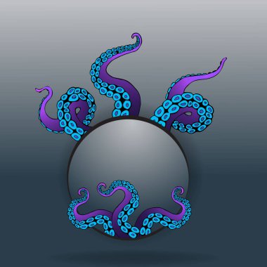 Ahtapot renkli dokunaçları ile Fütüristik sayfa şablonu 