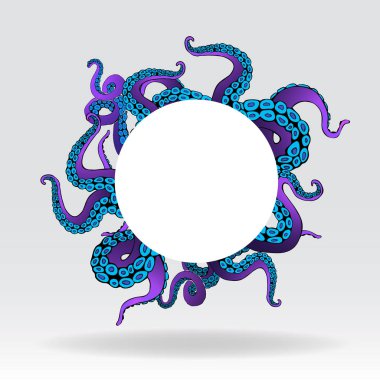 Ahtapot renkli dokunaçları ile Fütüristik sayfa şablonu 