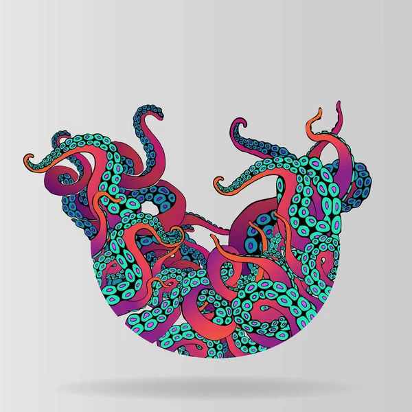 Futuristic background with colorful tentacles of an octopus fram — 스톡 벡터