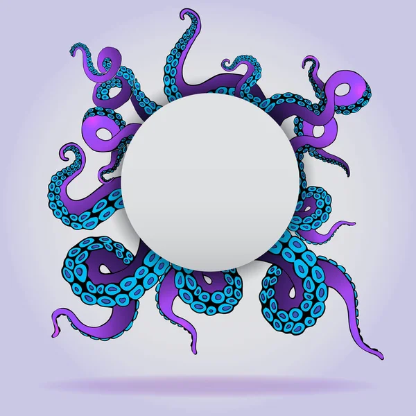 Ahtapot renkli dokunaçları ile Fütüristik sayfa şablonu 