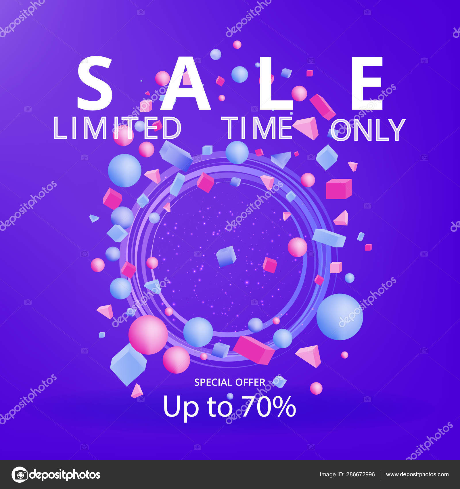 Sale Banner Template 3d Figures Realistic Vector Primitives Co Stock Vector C Pollywa