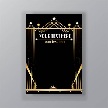 Art Deco sayfa şablonu, web ve baskı için retro stil,