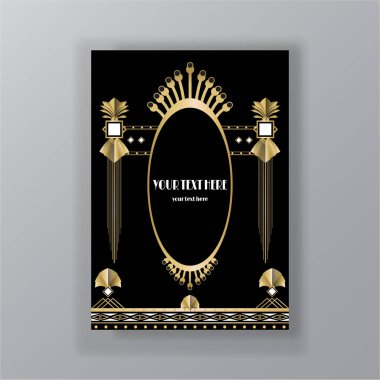 Art Deco sayfa şablonu, web ve baskı için retro stil,