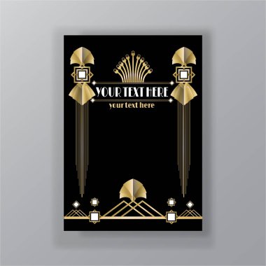 Art Deco sayfa şablonu, web ve baskı için retro stil,