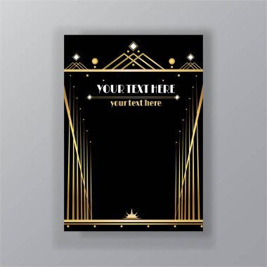 Art Deco sayfa şablonu, web ve baskı için retro stil,