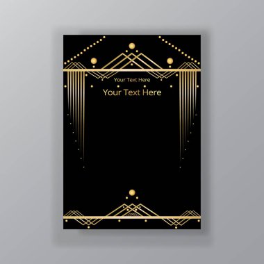 Art Deco sayfa şablonu, web ve baskı için retro stil,