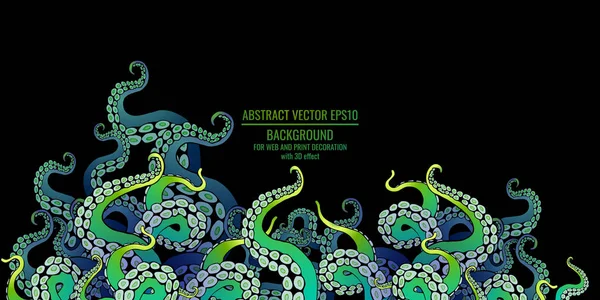 Ahtapot soyut çerçeve tasarımı, yaratıcı okyanus doodle, sevimli dekor — Stok Vektör