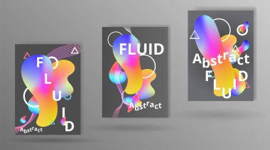 Fütüristik sıvı ve sıvı sayfaları tasarım seti, yaratıcı renk