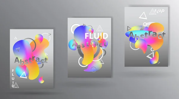 Conjunto de fluido futurista e design de páginas líquidas, cor criativa — Vetor de Stock